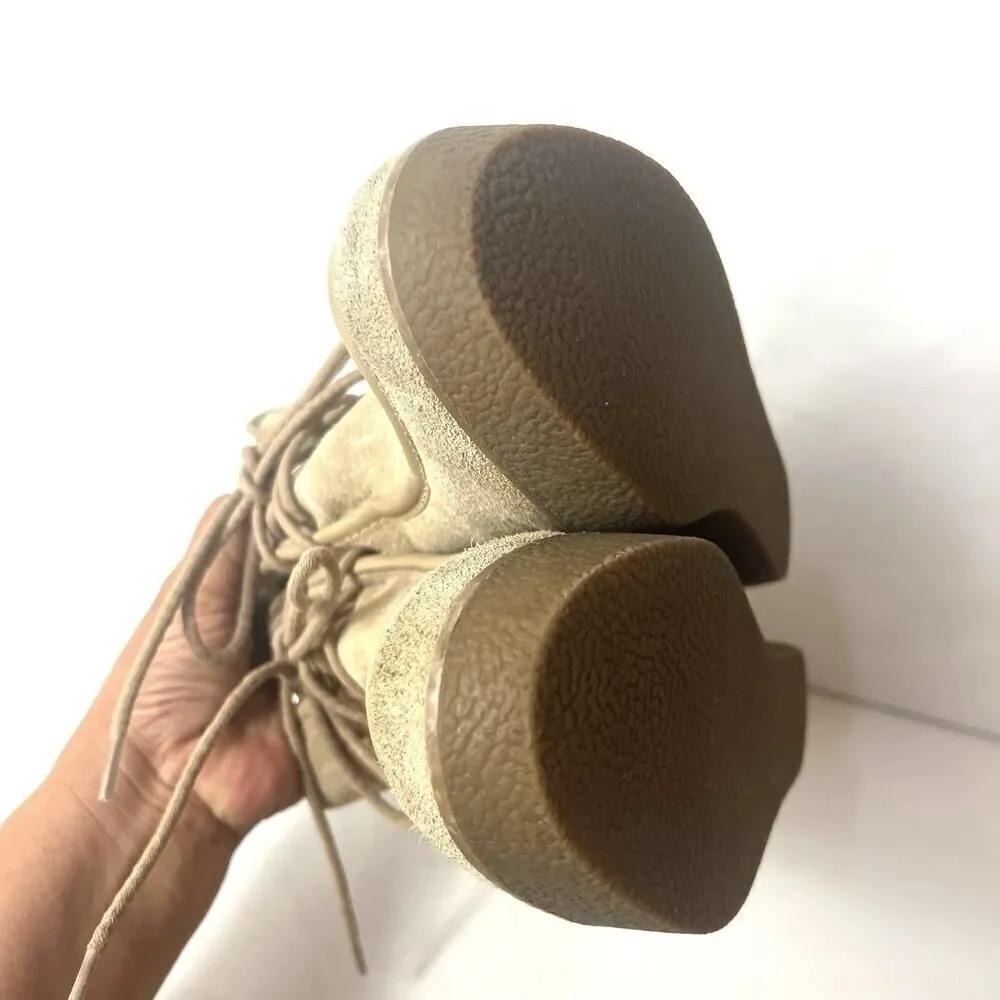 Michael Kors Wallabee Wedge Gum Heels Womens 6.5M Beige Suede Ankle High Lace Up